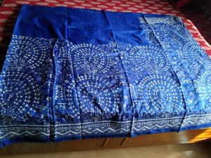 KANTHASTITCHED BLUE GORGEOUS SAREE NO DEFECT