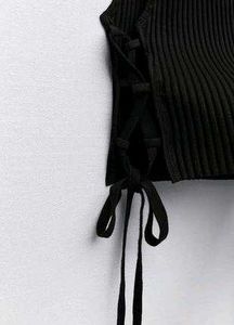 ZARA Black Knit Cut Out Top