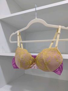 Pink &amp; Gold Lace Push-Up Bra