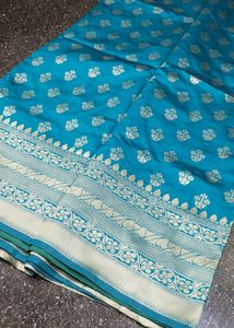 New Sea Green Color Saree Without Blouse