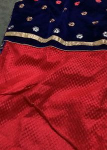Red &amp; Navy Embroidered Dress