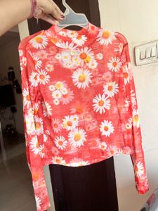 🧨TRENDY ORANGE MESH TOP-ONLY 139