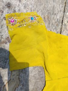 Beautiful Blouse Lemon Yellow Full Back Work