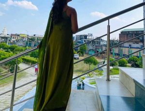 Olive Green Anarkali Suit Set