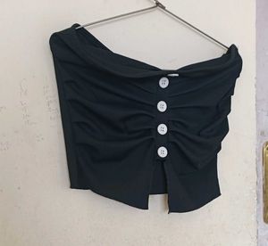 Black Button-Up Tube Top