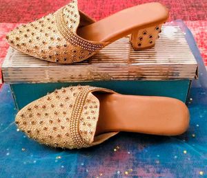 Embellished Gold Flats