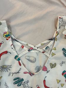 Cold Shoulder White Top With Criss Cross Backside