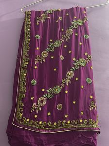 Gorgeous Green Embroidered Saree