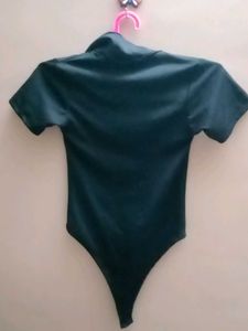 Chic Black Bodysuit With Collar