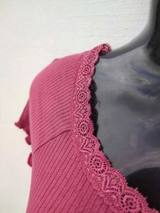 Shein Ribbed Lace Crop Top