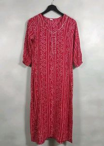 Red Printed Kurta Set
