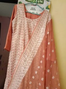 Peach Lace Overlay Dress