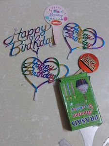 Birthday Cake Toppers & Candles Combo