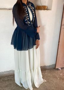 Elegant Navy & White Dress