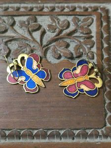 Gorgeous Meenakari Brass Butterfly Earrings
