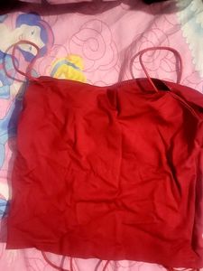 Red Lace-Up Cami Top