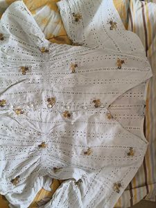 ONLY White Floral Embroidered Top