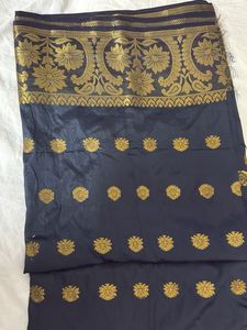 Black And Golden Banarasi Zari Work Fabric