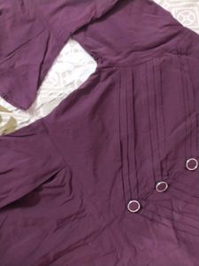Purple Short Frock Type Topwear With Buttons