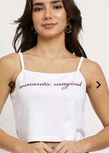 White Graphic Crop Tank Top