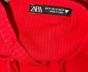 Zara Red Ribbed Bodysuit