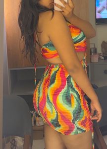 Colorful Cutout Mini Dress