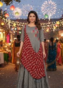 Gray & Red Asymmetrical Dress