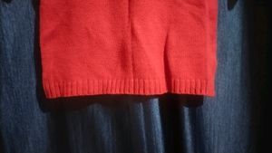 Red Beautiful Woolen Top With 3D Design For Girls