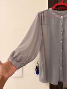Grey Button loose Top