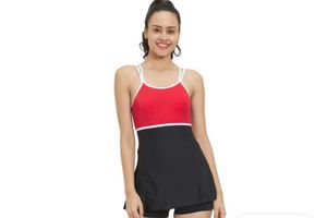 Red & Black Swim Dress