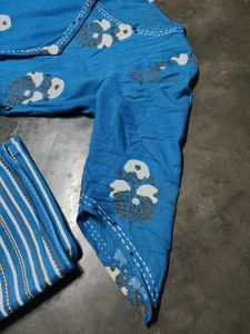 blue anarkali kurti with dupatta set