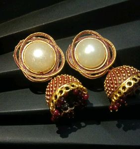 Vintage Gold Tone & Pearl Earrings