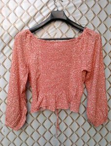 New With Tag Korean Ruffled Crop Peach Too
