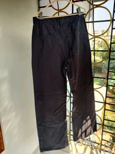 High Waist Wide Leg Twill Pant Black