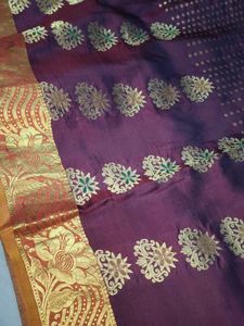 Elegant Purple &amp; Gold Pure Kanjivaram Silk Saree