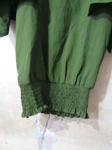 Olive Green Ruffle Sleeve Top