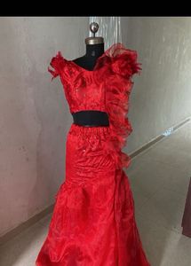 Red Ruffle Ethnic Gown