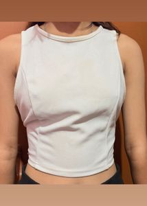 White backless crop top