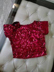 RED SEQUIN CROP TOP