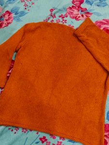 Orange Knit Sweater Top