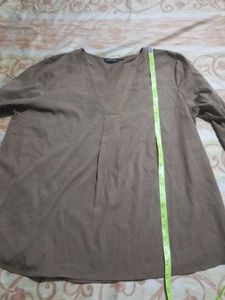 Brown V-Neck Blouse