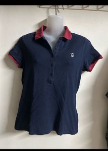 Navy Polo Shirt with Red Trim
