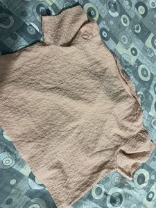 Peach Textured Puff Sleeve Top