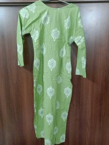 Green Printed Kurti Set