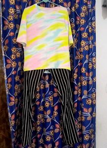 Tie Dye Top & Striped Pants Set