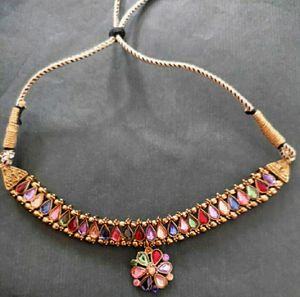 Colorful Gemstone Floral Necklace