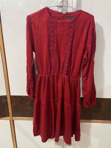 Red Lace Detail Dress