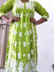 Green Embroidered Kurta
