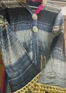 Striped Gown with Embellishments