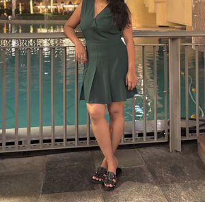 Zara Elegant Green pleated mink Dress